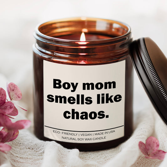 Boy mom smells like chaos Candle